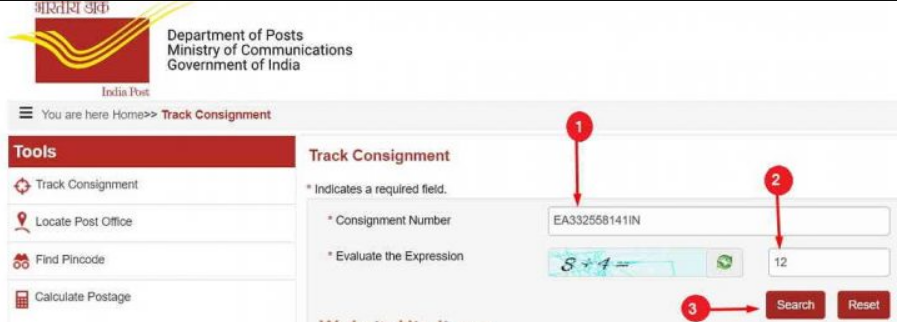 track consignment number